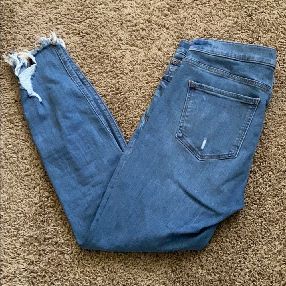 Medium Wash Destroyed Denim Skinny Jeans